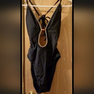 Sun & Shore High Cut Black beaded Swimsuit